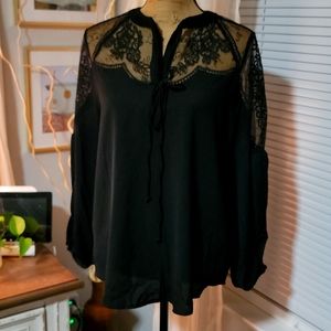 Lace Sheer Sleeve Blouse